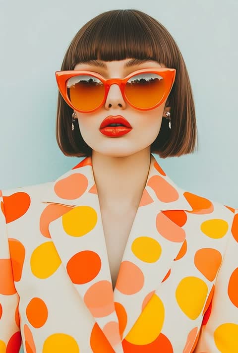 Model in bold cat-eye sunglasses